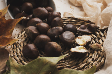 Sticker - chestnuts on a table