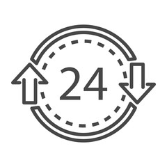 Poster - 24 hours delivery icon. Outline 24 hours delivery vector icon for web design isolated on white background