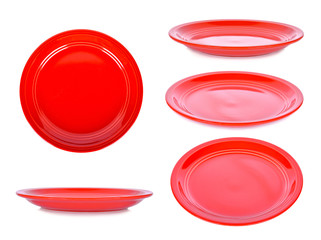 Red plate on white background