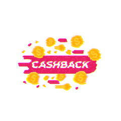 Sticker - cashback, money refund vector art with glitch