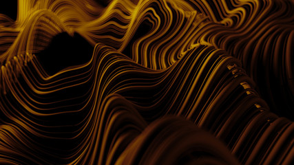 Fototapete - 3d abstract background with wavy deformed thin and thick lines. Camera depth of field. Perfect for presentations. Organic flow lines.