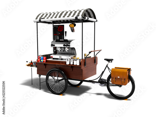 Fotografía Modern cart with coffee machine 3d render on white background with shadow