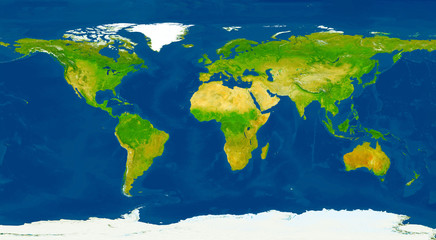 Fototapete - XXL size physical world map illustration. Primary source, elements of this image furnished by NASA.