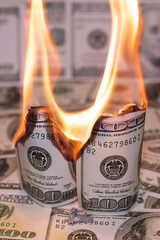 Wall Mural - Burning one hundred dollar