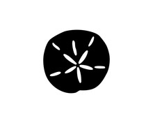 Simple Black Silhouette Of A Sand Dollar, Vector Illustration