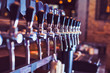 Beer taps in beer bar