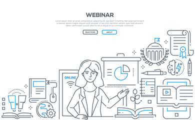 webinar - modern colorful line design style illustration