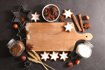 Wall Mural - wooden board with baking ingredient