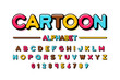 Colorful cartoon style font design, alphabet letters and numbers
