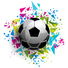 Wall Mural - Colorful football soccer ball abstract triangles in the background vector sport illustration