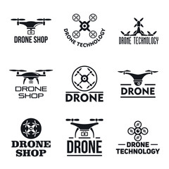 Sticker - Drone logo set. Simple set of drone vector logo for web design on white background