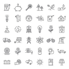 Sticker - Ecology day icon set. Outline set of ecology day vector icons for web design isolated on white background