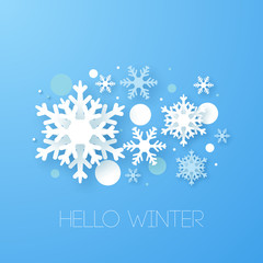 Wall Mural - Winter design background. Origami snowfall. Vector Illustration.