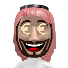 Wall Mural - 3D rich arab cartoon - euro sign