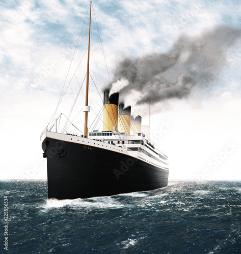 Illustration of the Titanic in the Sea during the Day Canvas-taulu