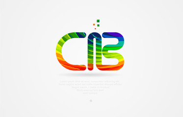 cb c b rainbow colored alphabet letter logo combination