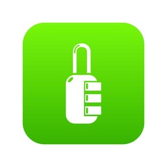 Poster - Lock combination icon green vector isolated on white background