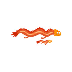 Sticker - Adult dragon and small baby dragon, mother and her child, family of cute mythical animals cartoon characters vector Illustration on a white background