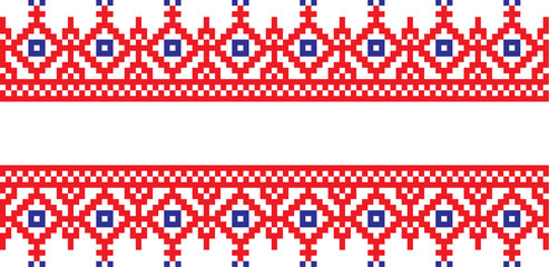 Embroidered pattern on transparent background Ukrainian national ornament