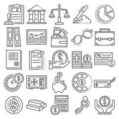 Poster - Accounting day icon set. Outline set of accounting day vector icons for web design isolated on white background