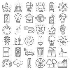 Poster - Energy saving icon set. Outline set of energy saving vector icons for web design isolated on white background
