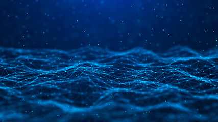 Poster - Abstract technology background. Network connection. Big data visualization. 4k rendering.