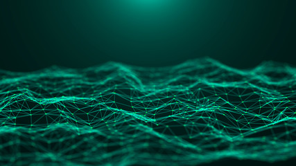 Fototapete - Abstract technology background. Network connection. Big data visualization. 4k rendering.