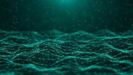 Poster - Abstract technology background. Network connection. Big data visualization. 4k rendering.