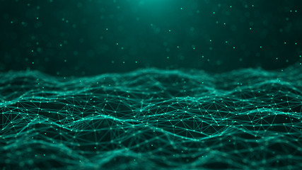 Poster - Abstract technology background. Network connection. Big data visualization. 4k rendering.