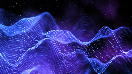 Fototapete - Blockchain technology background. Abstract technology background. Network connection. Big data visualization. 4k rendering.