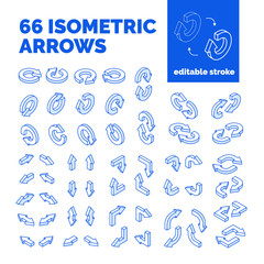 Editable stroke business isometric arrows set,isolated vector.Isometrics pointers,concept symbols icons for web graphic,information,charts,internet,finance diagrams,infographic,website,presentations