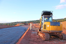 Digger On A Road Construction Site