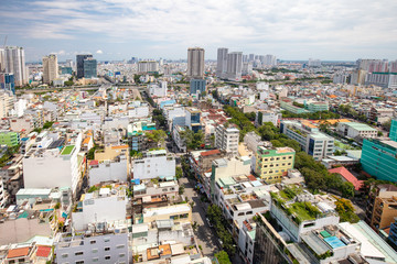 Wall Mural - Aerial view over Ho Chi Minh City