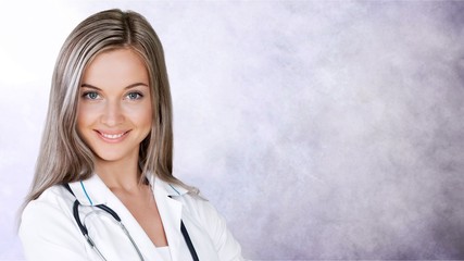 Wall Mural - Female doctor with stethoscope