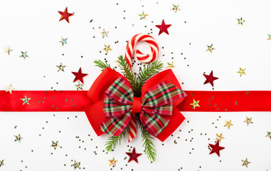 Wall Mural - christmas red ribbon with bow