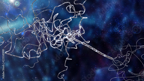 Fotografía conceptual image with neuron cell in abstract space