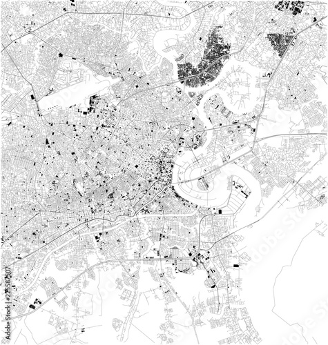 Fotografía Mappa satellitare di Ho Chi Minh, Vietnam, strade della città