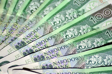 Background made from polish money banknotes