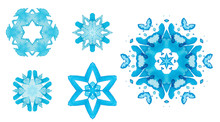 Set Of Watercolor Snowflakes