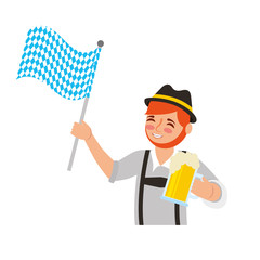 Wall Mural - bavarian man with beer and flag