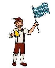 Wall Mural - bavarian man with beer and flag