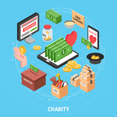 Sticker - Charity Isometric Design Concept