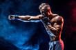 © zamuruev - Studio portrait of fighting muscular man in smoke on dark background