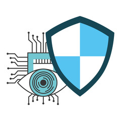 Canvas Print - cyber security eye with shield isolated icon