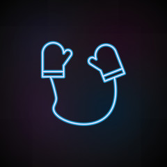 Poster - mittens icon in neon style. One of Woman Accessories collection icon can be used for UI, UX