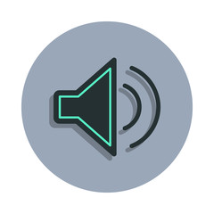 Aufkleber - sound on icon in badge style. One of web collection icon can be used for UI, UX