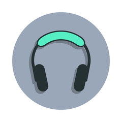 Poster - headphones icon in badge style. One of web collection icon can be used for UI, UX