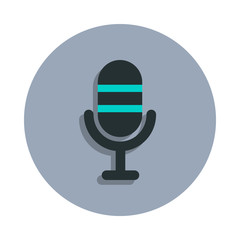 Poster - microphone icon in badge style. One of web collection icon can be used for UI, UX