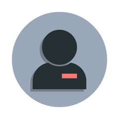 Aufkleber - deleting a contact icon in badge style. One of web collection icon can be used for UI, UX