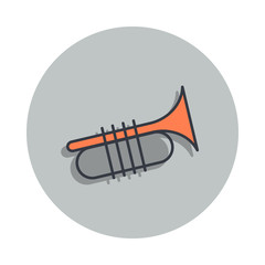 Aufkleber - trombone icon in badge style. One of web collection icon can be used for UI, UX